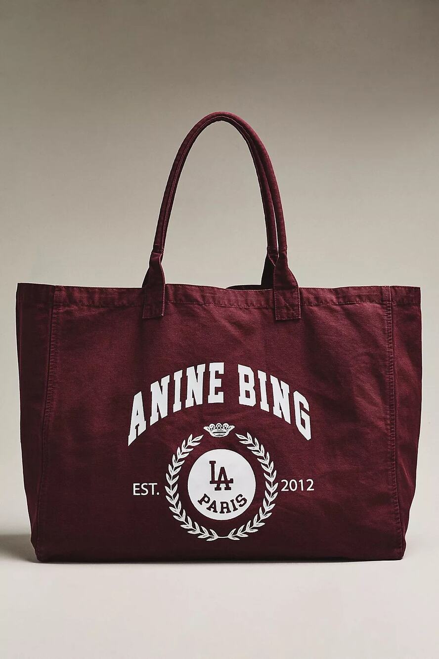 nwt ANINE BING for ANTHROPOLOGIE Leo Collegiate Canvas Tote